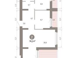Продается 2-комнатная квартира ЖК Лебедевский квартал, д 1, 74.1  м&sup2;, 10980000 рублей