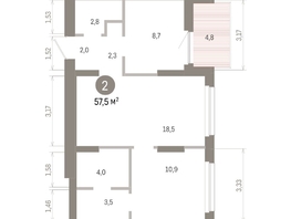 Продается 2-комнатная квартира ЖК Лебедевский квартал, дом 1, 57.5  м², 9430000 рублей