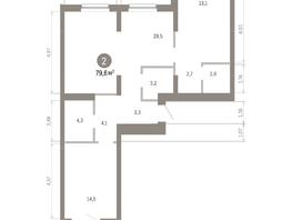 Продается 2-комнатная квартира ЖК Лебедевский квартал, дом 1, 79.6  м², 12040000 рублей