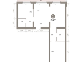 Продается 2-комнатная квартира ЖК Лебедевский квартал, д 1, 79.5  м&sup2;, 13750000 рублей