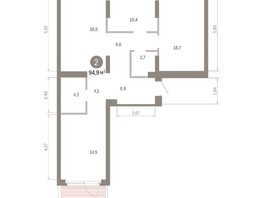 Продается 2-комнатная квартира ЖК Лебедевский квартал, д 1, 94.9  м&sup2;, 15980000 рублей
