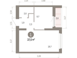 Продается 1-комнатная квартира ЖК Лебедевский квартал, дом 1, 37  м², 7410000 рублей