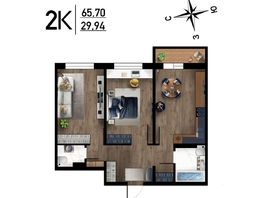 Продается 2-комнатная квартира ЖК Радуга Сибири, дом 10, 65.7  м², 6902500 рублей