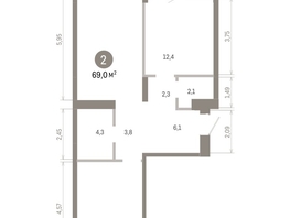 Продается 2-комнатная квартира ЖК Пшеница, 6.1, 69.04  м&sup2;, 9890000 рублей