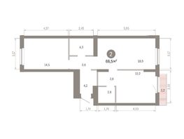 Продается 2-комнатная квартира ЖК Пшеница, 6.1, 66.51  м&sup2;, 9680000 рублей