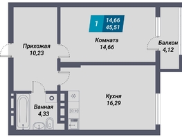 Продается 1-комнатная квартира ЖК Менделеев, 45.51  м², 8282820 рублей