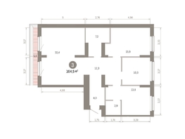 Продается 3-комнатная квартира ЖК Пшеница, 6.1, 104.51  м&sup2;, 15760000 рублей