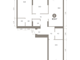 Продается 3-комнатная квартира ЖК Пшеница, 6.1, 87.26  м&sup2;, 12520000 рублей