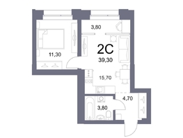 Продается 2-комнатная квартира ЖК Lemont (Лемонт), башня Marée, 39.3  м², 9231000 рублей