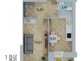 Продается 1-комнатная квартира ЕНИСЕЙСКИЙ, дом 1, 36.33 м², 3233370 рублей
