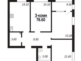 Продается 3-комнатная квартира ЖК ПАРК-квартал «Королёв», дом 4, 76.6  м², 11107000 рублей