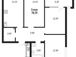 Продается 3-комнатная квартира ЖК ПАРК-квартал «Королёв», дом 3, 78.7  м&sup2;, 12828100 рублей
