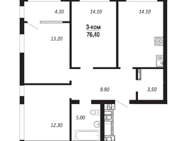 Продается 3-комнатная квартира ЖК ПАРК-квартал «Королёв», дом 2, 76.4  м², 11765600 рублей