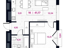 Продается 1-комнатная квартира ЖК Пушкина 77 (Pushkina 77), 41.17 м², 10350000 рублей