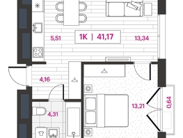 Продается 1-комнатная квартира ЖК Пушкина 77 (Pushkina 77), 41.17 м², 10650000 рублей