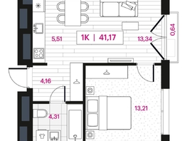Продается 1-комнатная квартира ЖК Пушкина 77 (Pushkina 77), 41.17 м², 10750000 рублей