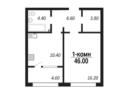 Продается 1-комнатная квартира ЖК ПАРК-квартал «Королёв», дом 4, 46 м², 6900000 рублей