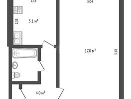Продается 1-комнатная квартира Космический пр-кт, 30  м², 3200000 рублей