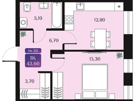Продается 1-комнатная квартира ЖК Северное Сияние Премиум, 43.6 м², 7500000 рублей