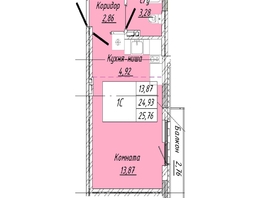 Продается 1-комнатная квартира ЖК На 2-й Дачной, 25.76 м², 5798250 рублей