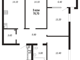 Продается 3-комнатная квартира ЖК ПАРК-квартал «Королёв», дом 3, 78.7  м², 10703200 рублей