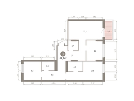 Продается 3-комнатная квартира ЖК Кварталы Драверта, дом 3, 86.17  м², 12430000 рублей