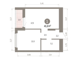 Продается 1-комнатная квартира ЖК Кварталы Драверта, дом 6, 41.64 м², 7390000 рублей