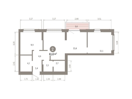 Продается 2-комнатная квартира ЖК Кварталы Драверта, дом 6, 61.59  м², 9980000 рублей