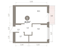 Продается 1-комнатная квартира ЖК Кварталы Драверта, дом 6, 40.99 м², 7370000 рублей