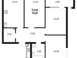 Продается 3-комнатная квартира ЖК ПАРК-квартал «Королёв», дом 3, 78.6  м&sup2;, 10846800 рублей