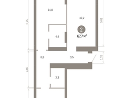Продается 2-комнатная квартира ЖК Кварталы Драверта, дом 3, 67.69  м&sup2;, 11230000 рублей
