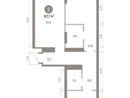Продается 2-комнатная квартира ЖК Кварталы Драверта, дом 3, 67.69  м&sup2;, 10390000 рублей