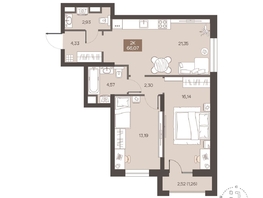 Продается 2-комнатная квартира ЖК Заря на Завертяева, 66.07  м&sup2;, 9320000 рублей