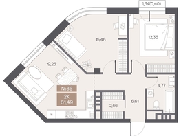 Продается 2-комнатная квартира ЖК ЦЕНТР-ПАРК на Волочаевской, 61.49  м&sup2;, 18450000 рублей