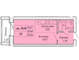 Продается Студия ЖК Семиреченская, дом 1, 28.24  м&sup2;, 4885520 рублей