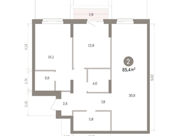 Продается 2-комнатная квартира ЖК Кварталы Драверта, дом 4, 85.44  м&sup2;, 14110000 рублей