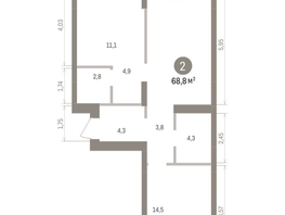Продается 2-комнатная квартира ЖК Кварталы Драверта, дом 4, 68.84  м&sup2;, 11350000 рублей