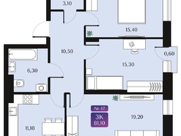 Продается 3-комнатная квартира ЖК Северное Сияние Премиум, 81.1  м&sup2;, 15040000 рублей