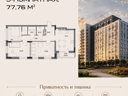 Продается 3-комнатная квартира ЖК Клубный дом на Пушкина, 77.76  м&sup2;, 15785280 рублей