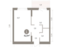 Продается 1-комнатная квартира ЖК Кварталы Драверта, дом 4, 41.91  м&sup2;, 7900000 рублей