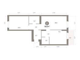 Продается 2-комнатная квартира ЖК Кварталы Драверта, дом 4, 68.8  м&sup2;, 11290000 рублей