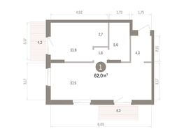 Продается 1-комнатная квартира ЖК Кварталы Драверта, дом 4, 61.99  м&sup2;, 10550000 рублей
