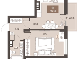 Продается 1-комнатная квартира ЖК Заря, дом 1.3, 40.13  м&sup2;, 6120000 рублей