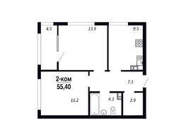 Продается 2-комнатная квартира ЖК ПАРК-квартал «Королёв», дом 6, 55.4  м&sup2;, 7756000 рублей