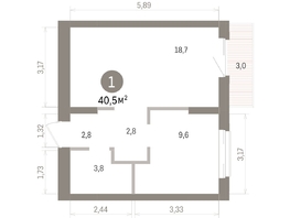 Продается 1-комнатная квартира ЖК Кварталы Драверта, дом 4, 40.52  м&sup2;, 7860000 рублей