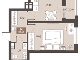 Продается 1-комнатная квартира ЖК Заря, дом 1.3, 37.42  м&sup2;, 5600000 рублей