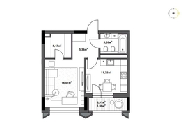 Продается 1-комнатная квартира ЖК Северное Сияние Бизнес, 45.64  м&sup2;, 9747950 рублей