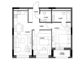 Продается 2-комнатная квартира ЖК Северное Сияние Бизнес, 71.86  м&sup2;, 12479010 рублей