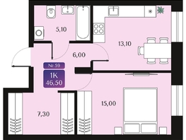 Продается 1-комнатная квартира ЖК Северное Сияние Премиум, 46.5  м&sup2;, 8460000 рублей