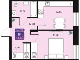 Продается 1-комнатная квартира ЖК Северное Сияние Премиум, 43.6  м&sup2;, 8440000 рублей
